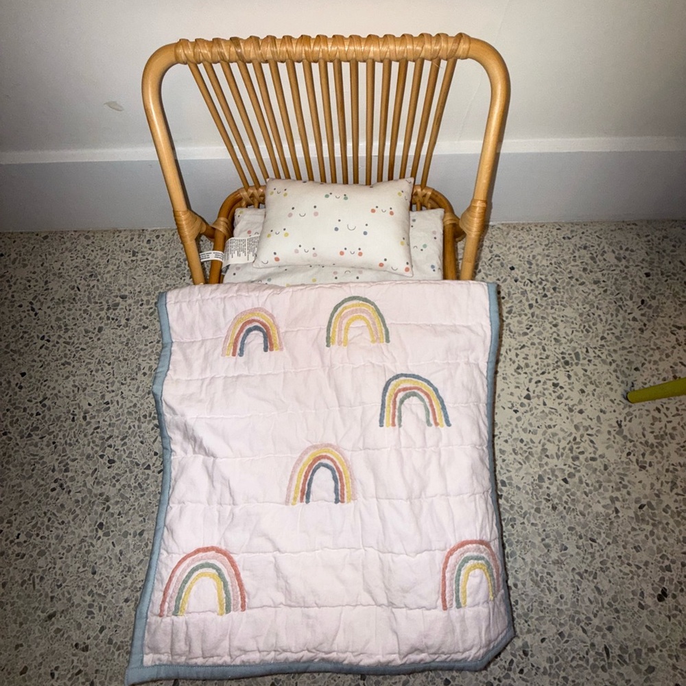 Ratan Bed and Bedding - dolls